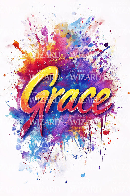 Grace Watercolor Script Tattoo Design