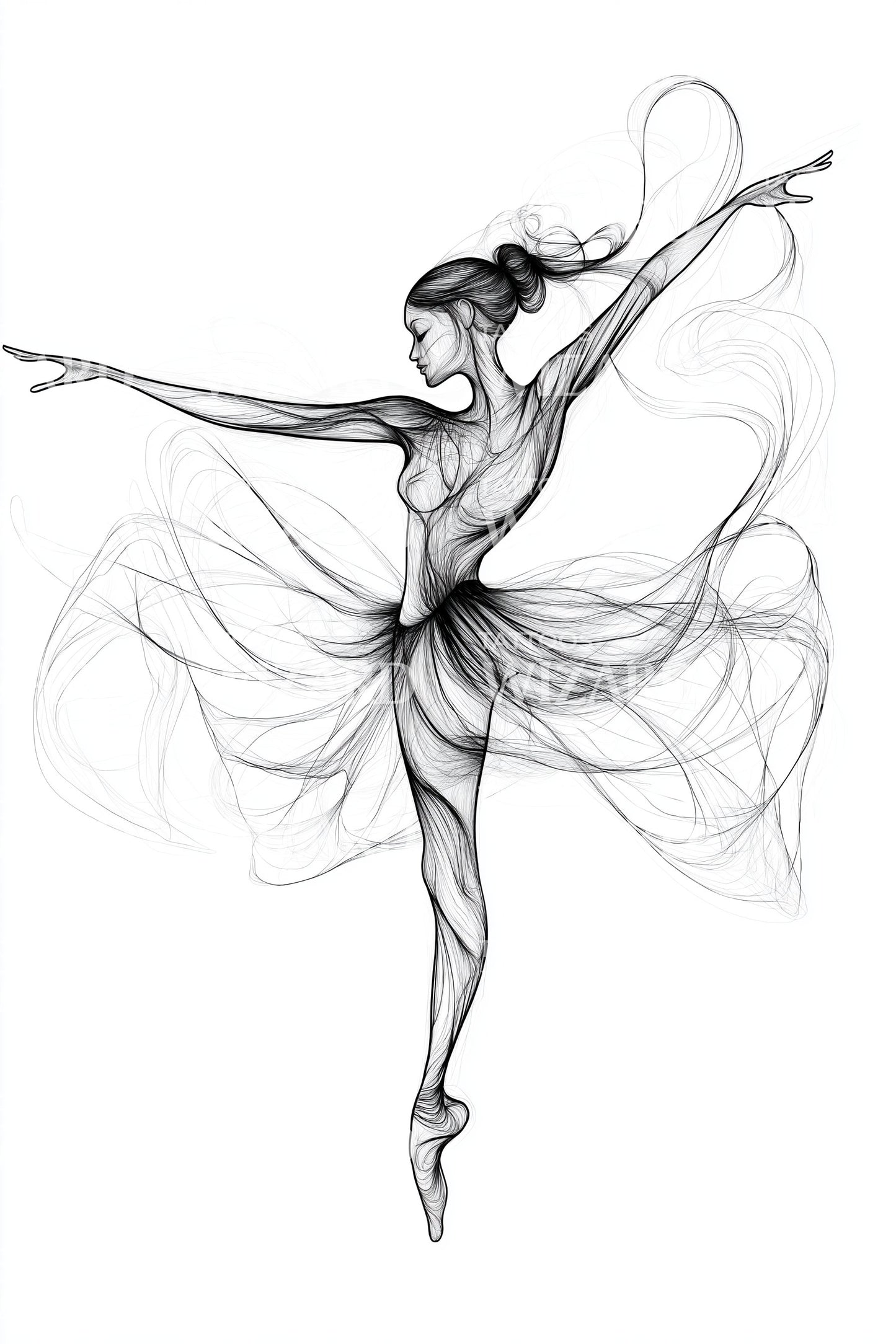 Graceful Ballerina Dance Tattoo Design