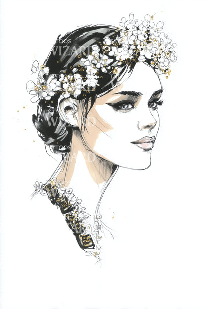 Graceful Bride Portrait Tattoo Design