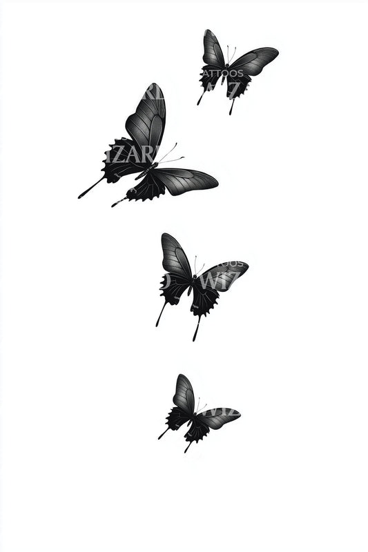 Graceful Butterfly Trio Tattoo Design