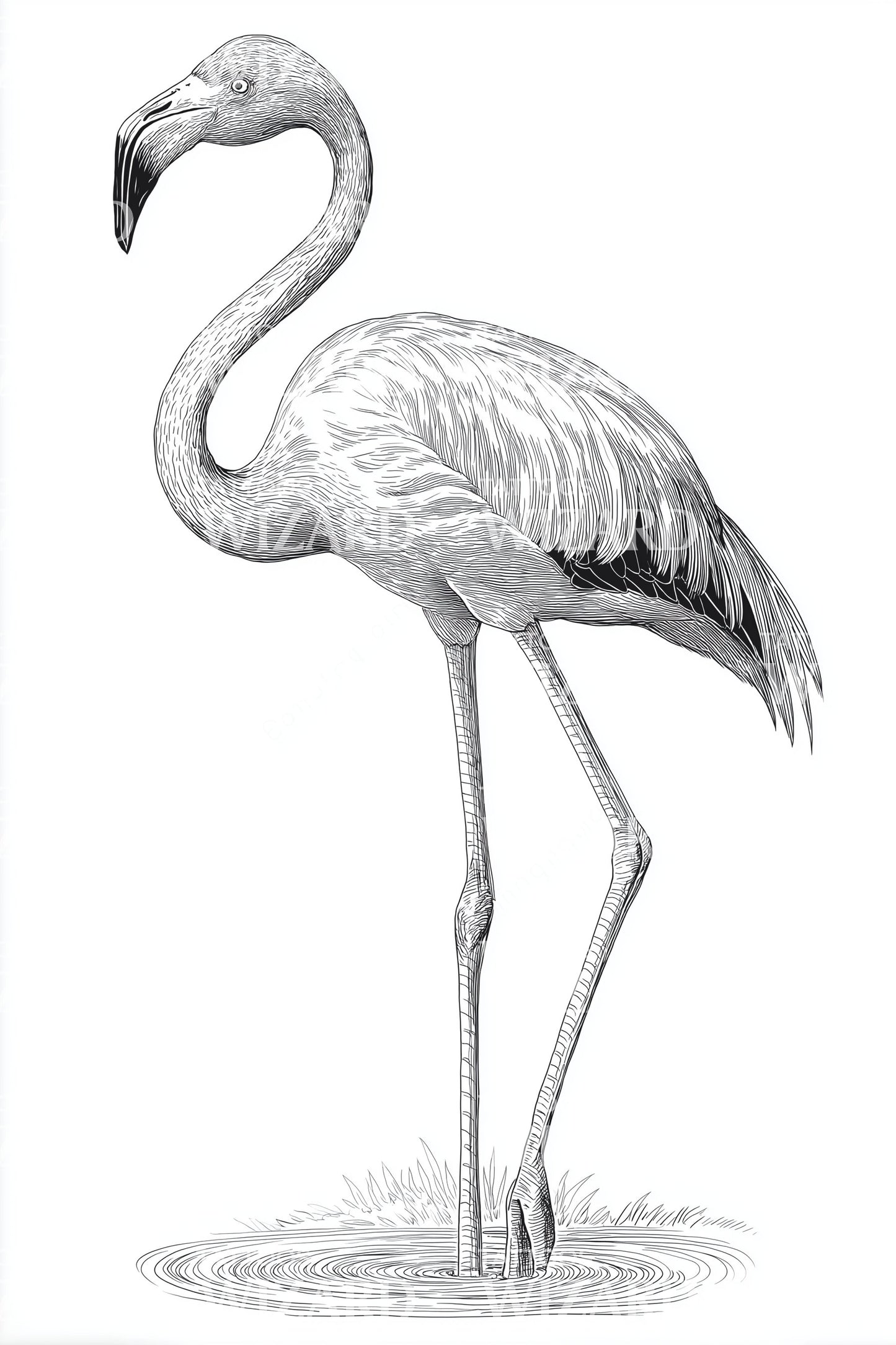 Graceful Flamingo Linework Tattoo Design