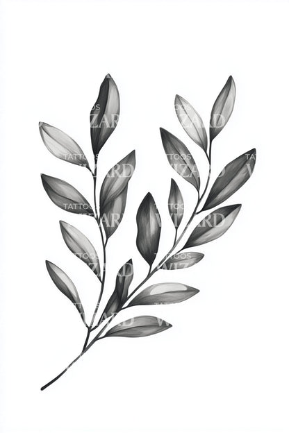Graceful Leaf Stem Tattoo Design