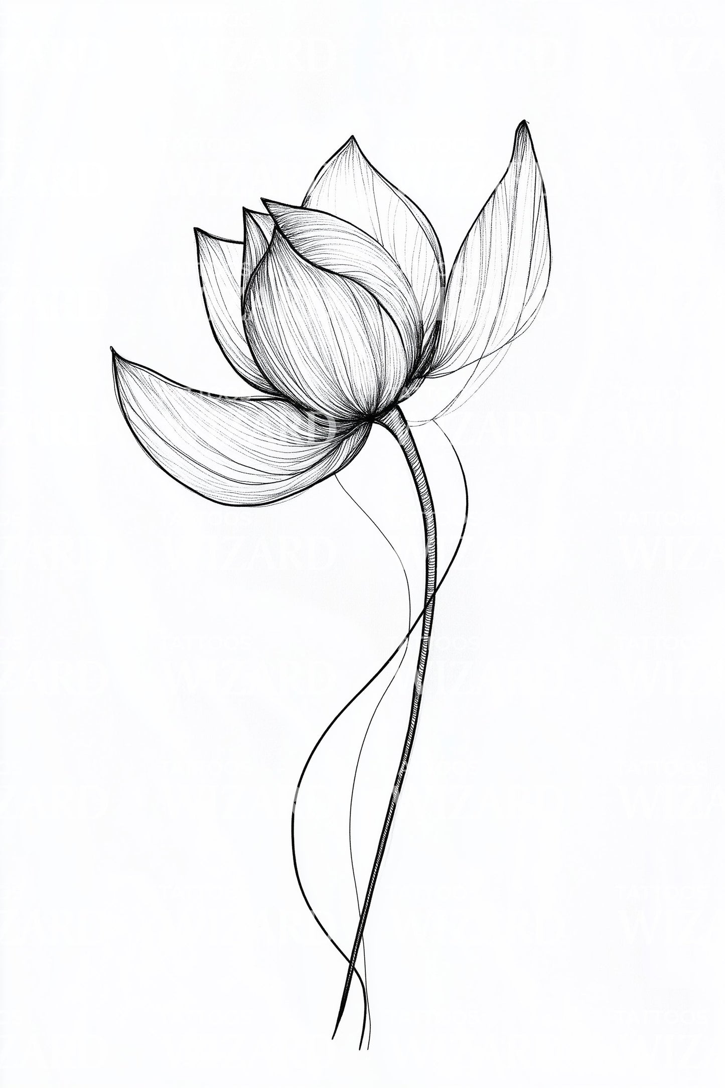 Graceful Lotus Linework Tattoo Design