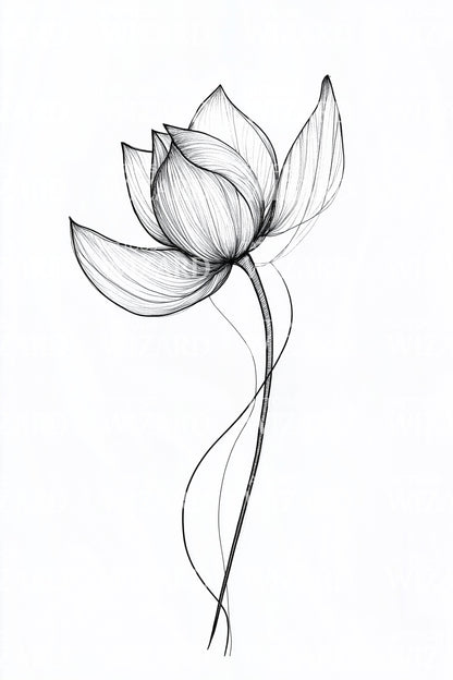 Graceful Lotus Linework Tattoo Design
