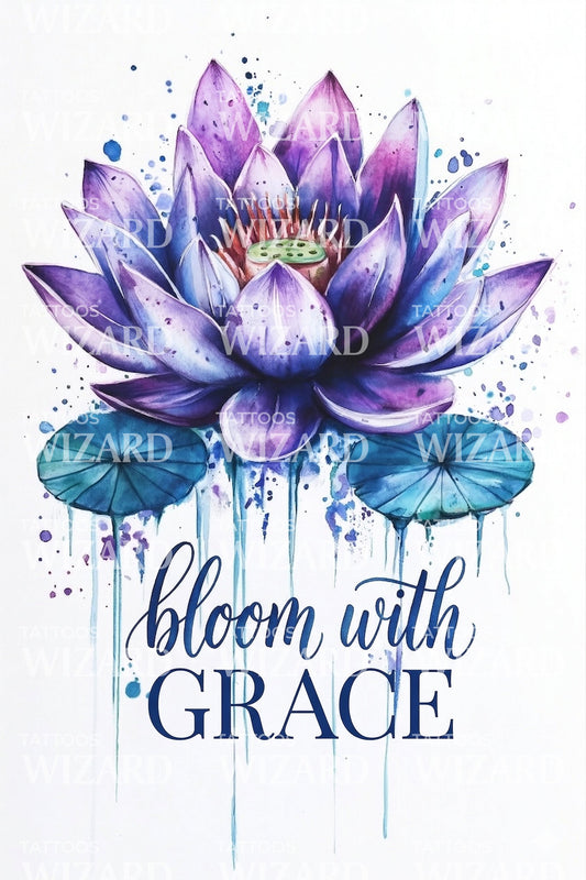 Graceful Lotus Script Tattoo Design