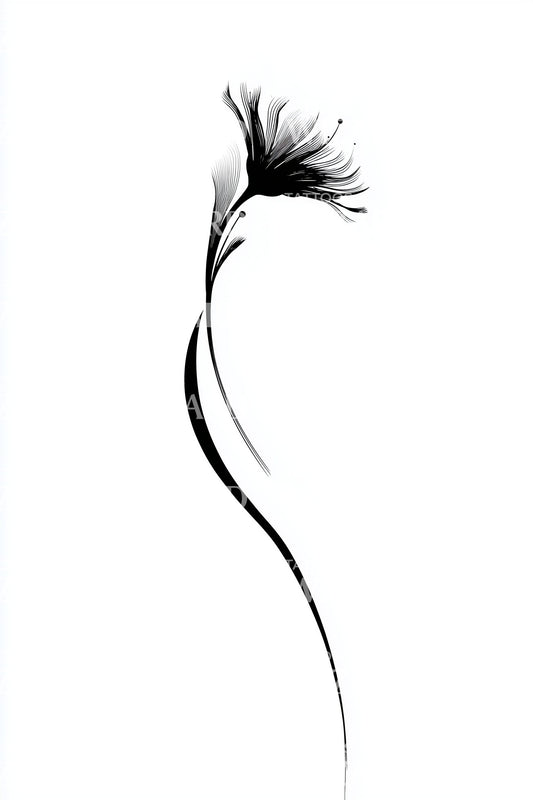 Design di tatuaggio con singolo fiore elegante
