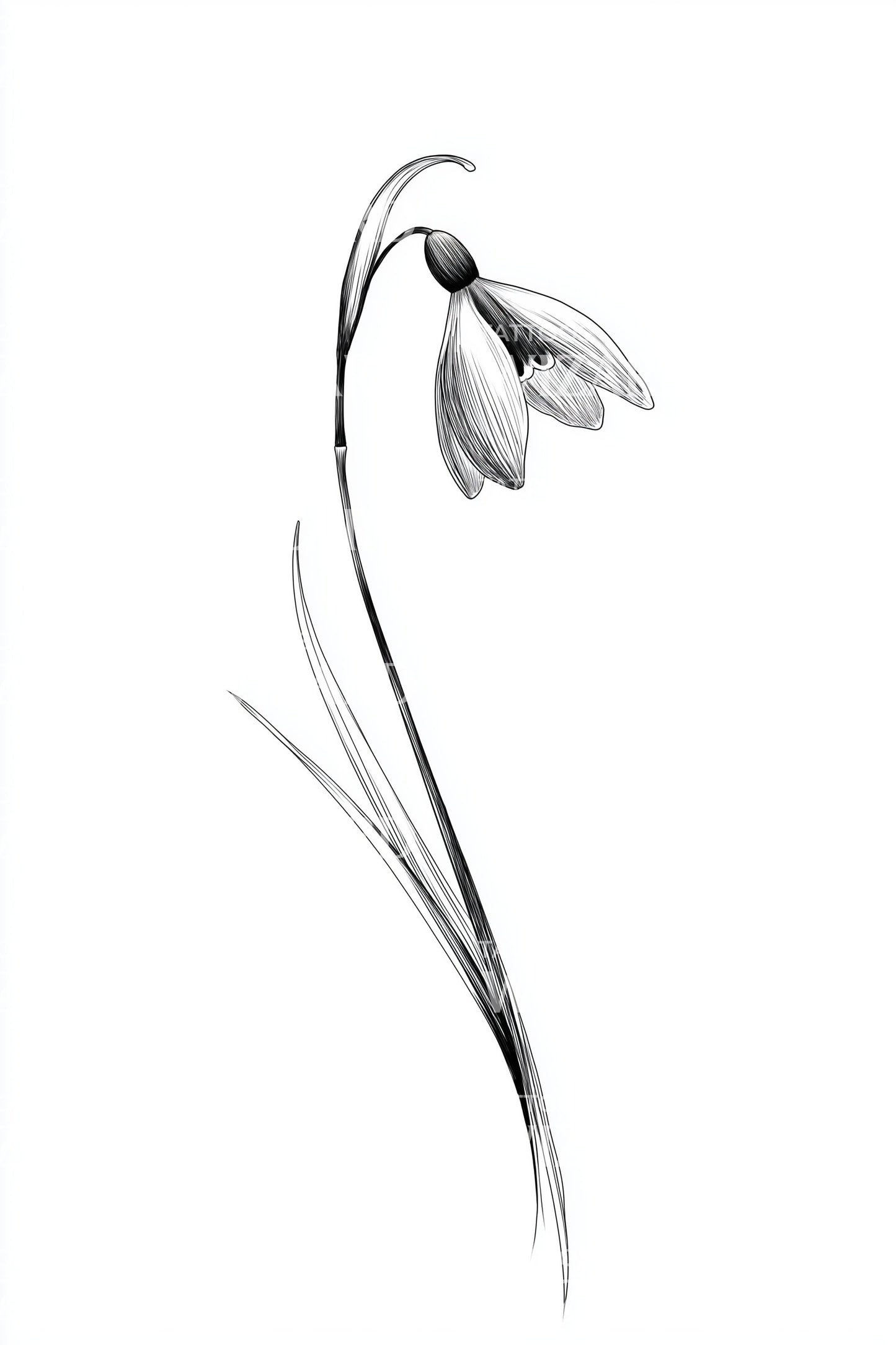 Graceful Snowdrop Sketch Tattoo Idea