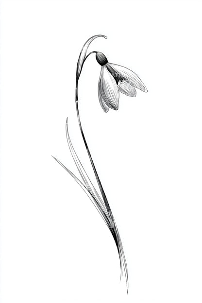 Graceful Snowdrop Sketch Tattoo Idea
