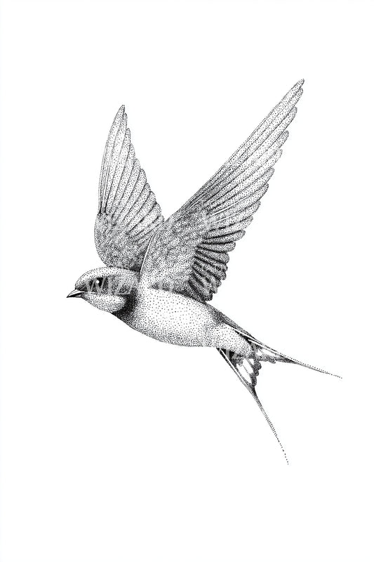 Grasiøst svale flyvning tatoveringsdesign
