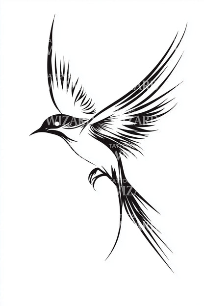 Graceful Svala Glidande Tatuering Illustration
