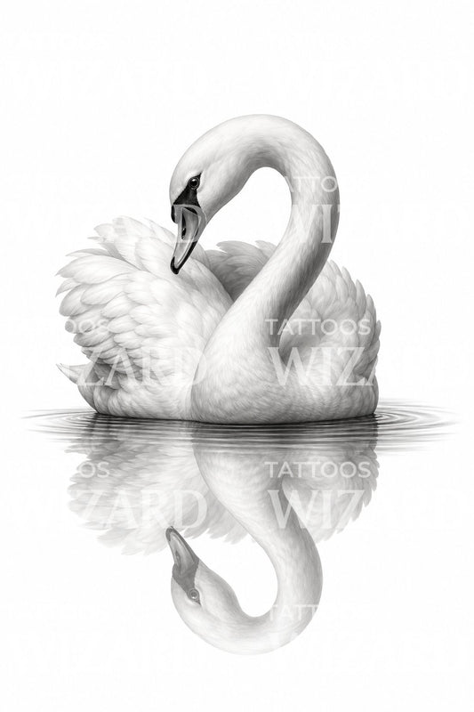 Diseño de Tatuaje de Cisne Grácil