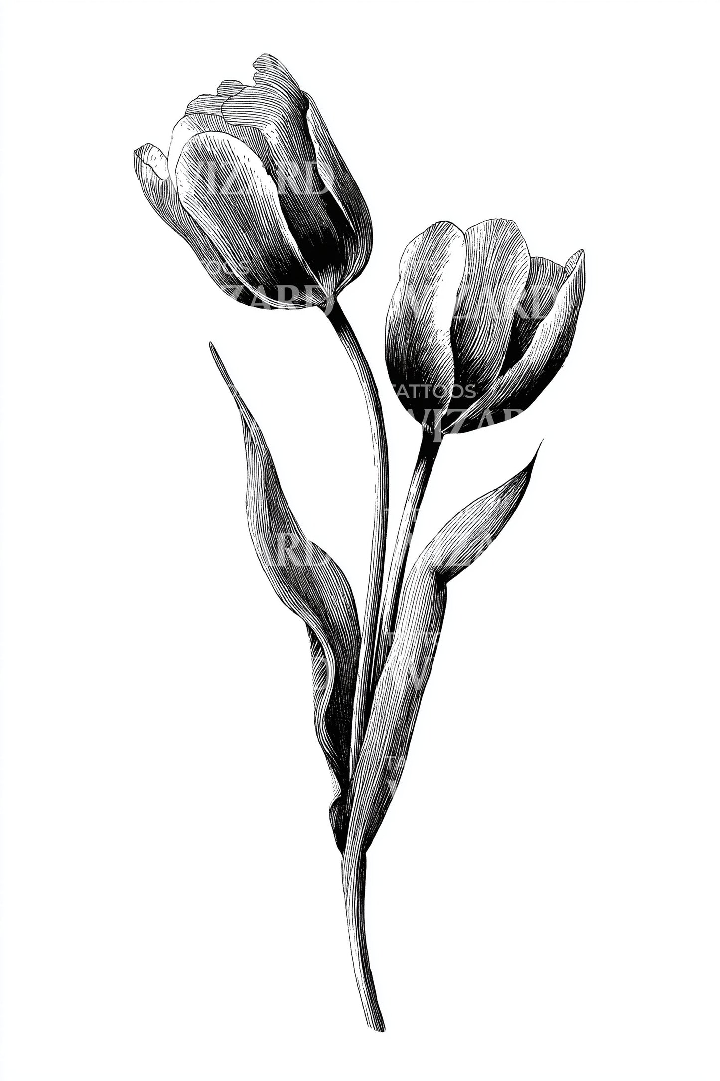 Graceful Tulip Pair Tattoo Design