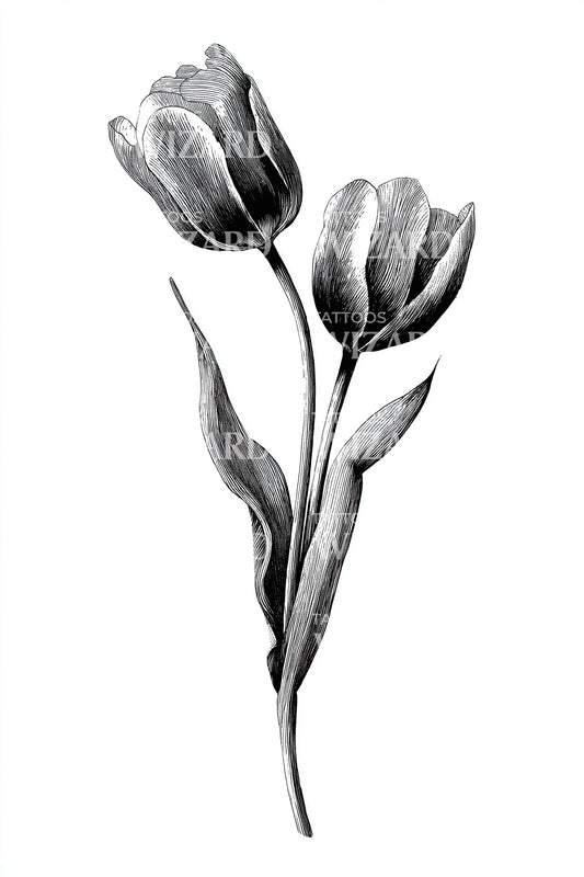 Graceful Tulip Pair Tattoo Design