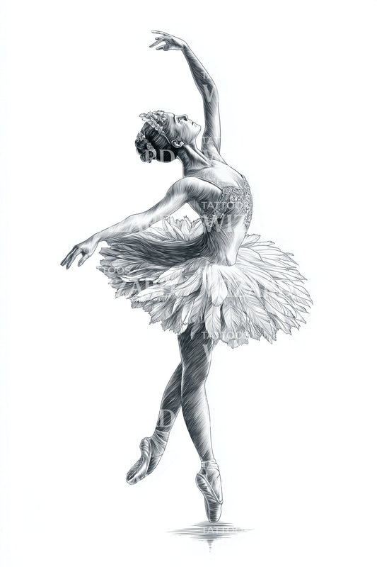 Illustration de tatouage ballet tutu gracieux
