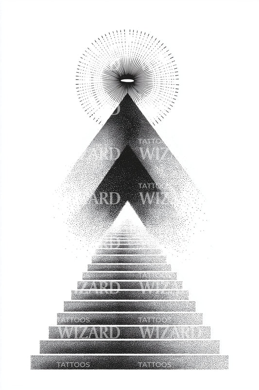 Gradient Pyramid Rise Tattoo Design