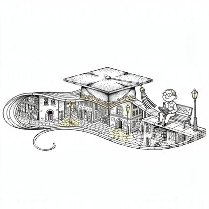 Graduation Cap Library Tattoo Design