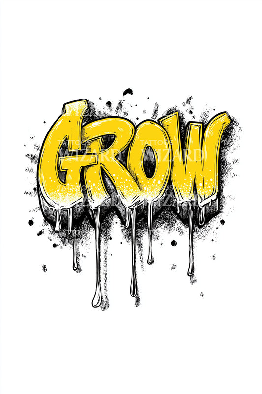 Design de Tatuagem Script Graffiti Grow