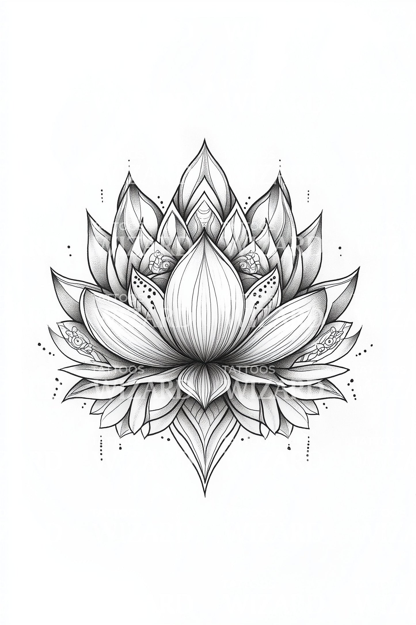 Grand Lotus Crown Tattoo Design