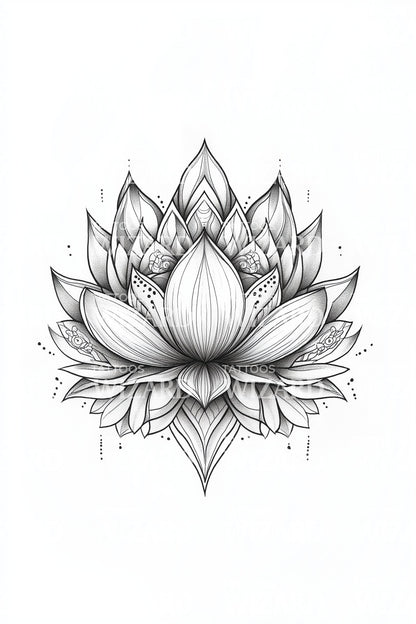 Grand Lotus Crown Tattoo Design