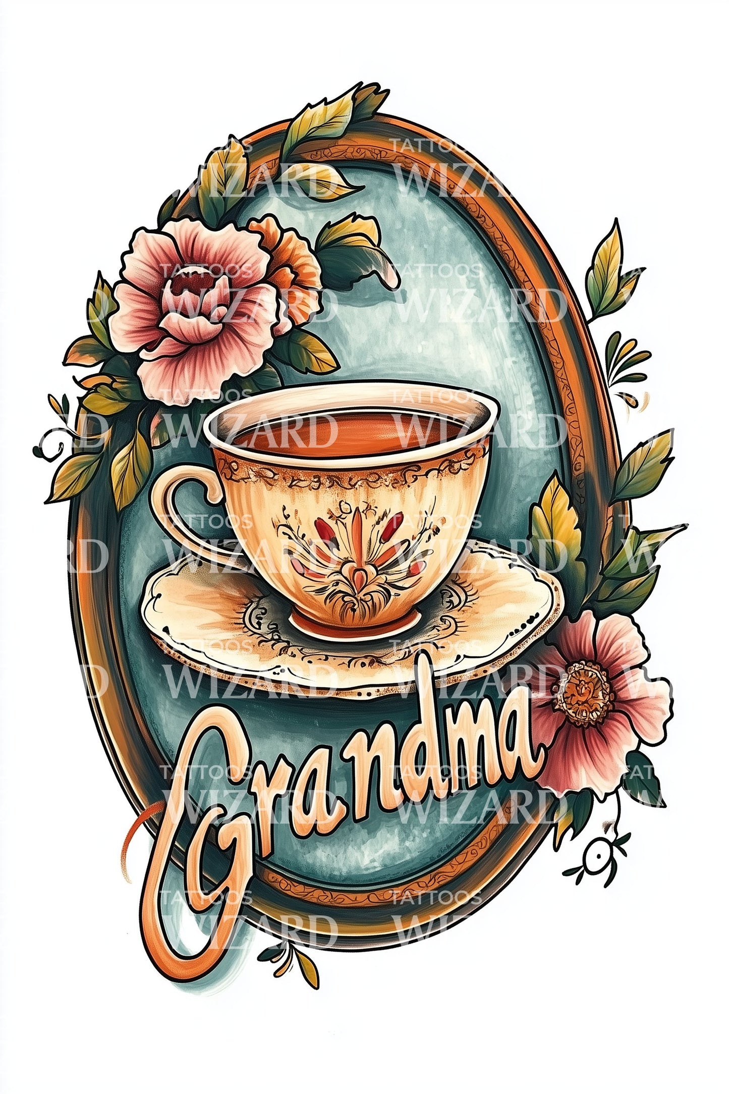 Grandma Vintage Cameo Tattoo Design