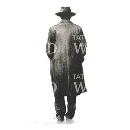Grandpa in Coat and Hat Tattoo Design