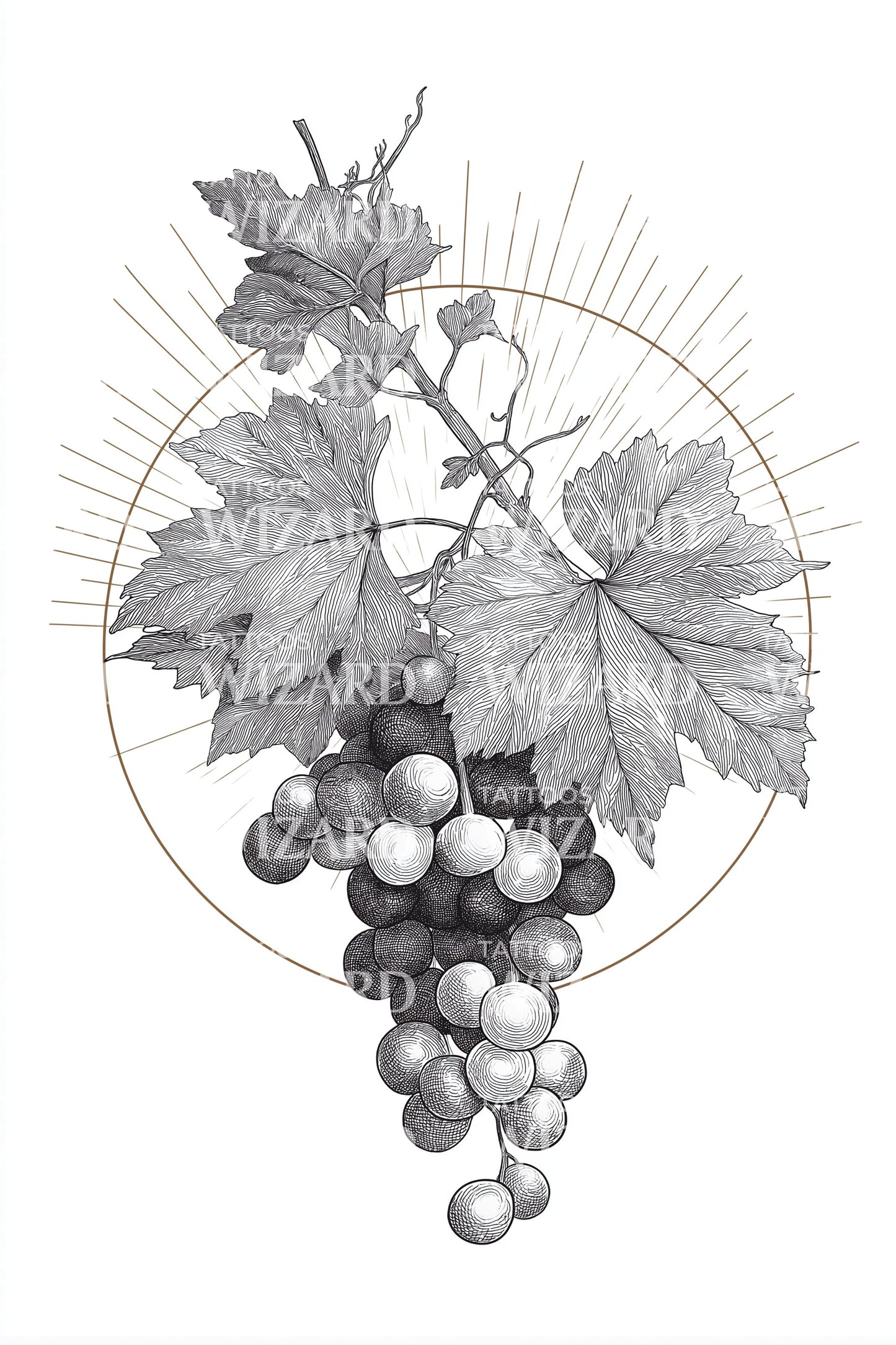 Grape Cluster Moon Tattoo Idea