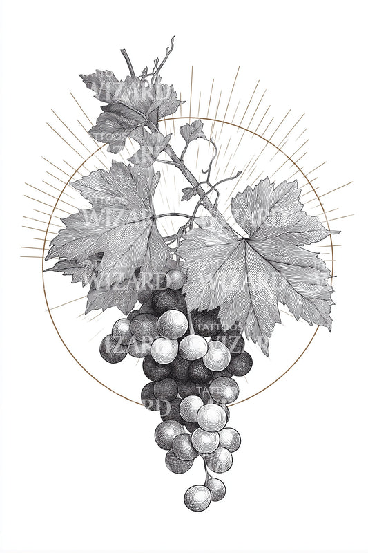 Grape Cluster Moon Tattoo Idea