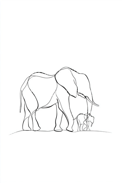 Grazing Elephant Outline Tattoo Illustration