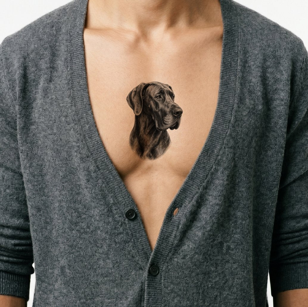 Tatoveringsidé med portrett av grand danois