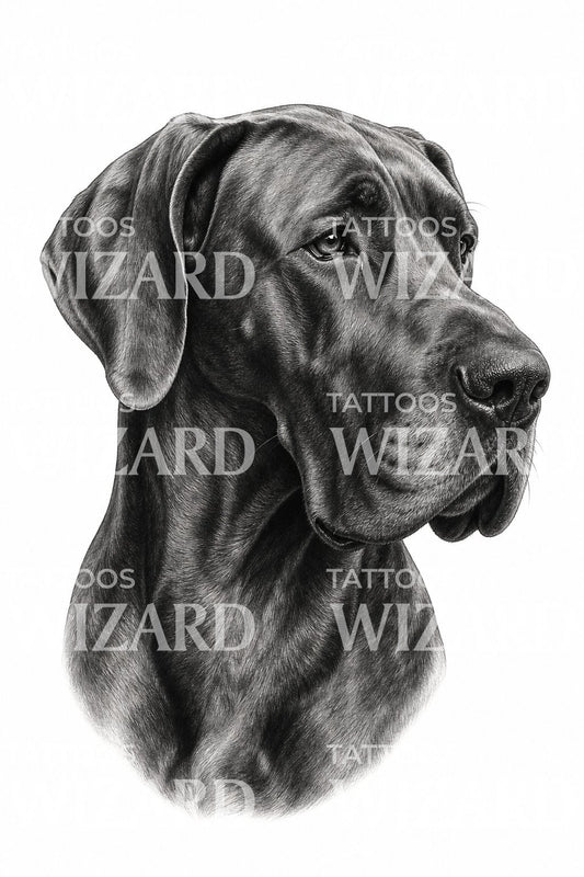 Idée de tatouage portrait de dogue allemand