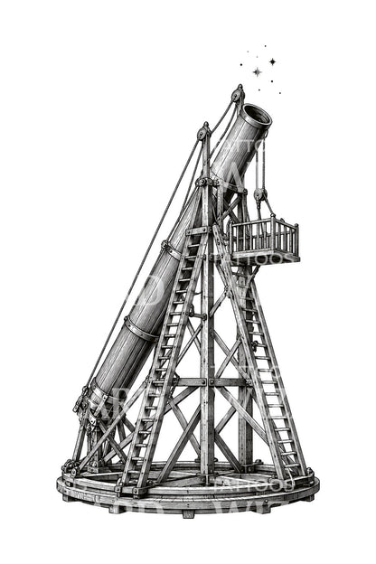 Tatoveringsillustration af Great Forty Foot Telescope