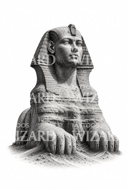 Great Sphinx Statue Tattoo Design