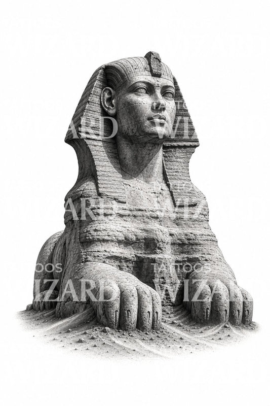 Σχέδιο τατουάζ με άγαλμα της Μεγάλης Σφίγγας