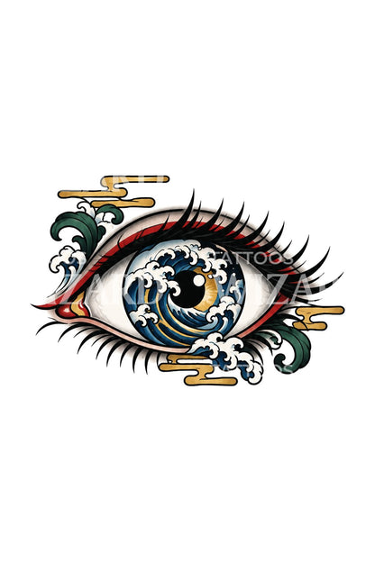 Great Wave Inside the Iris Tattoo Design