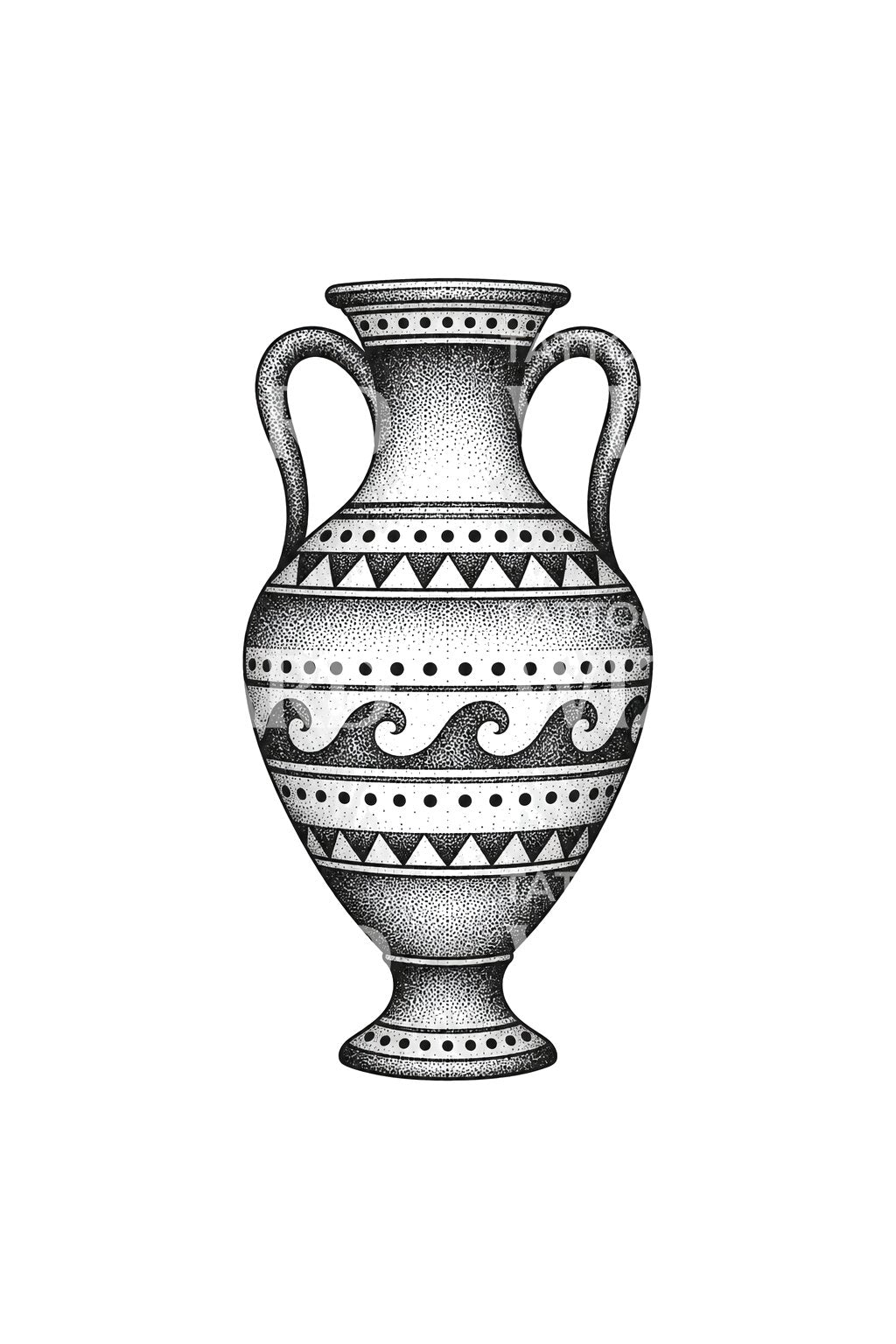 Görög amfora dotwork tetoválás