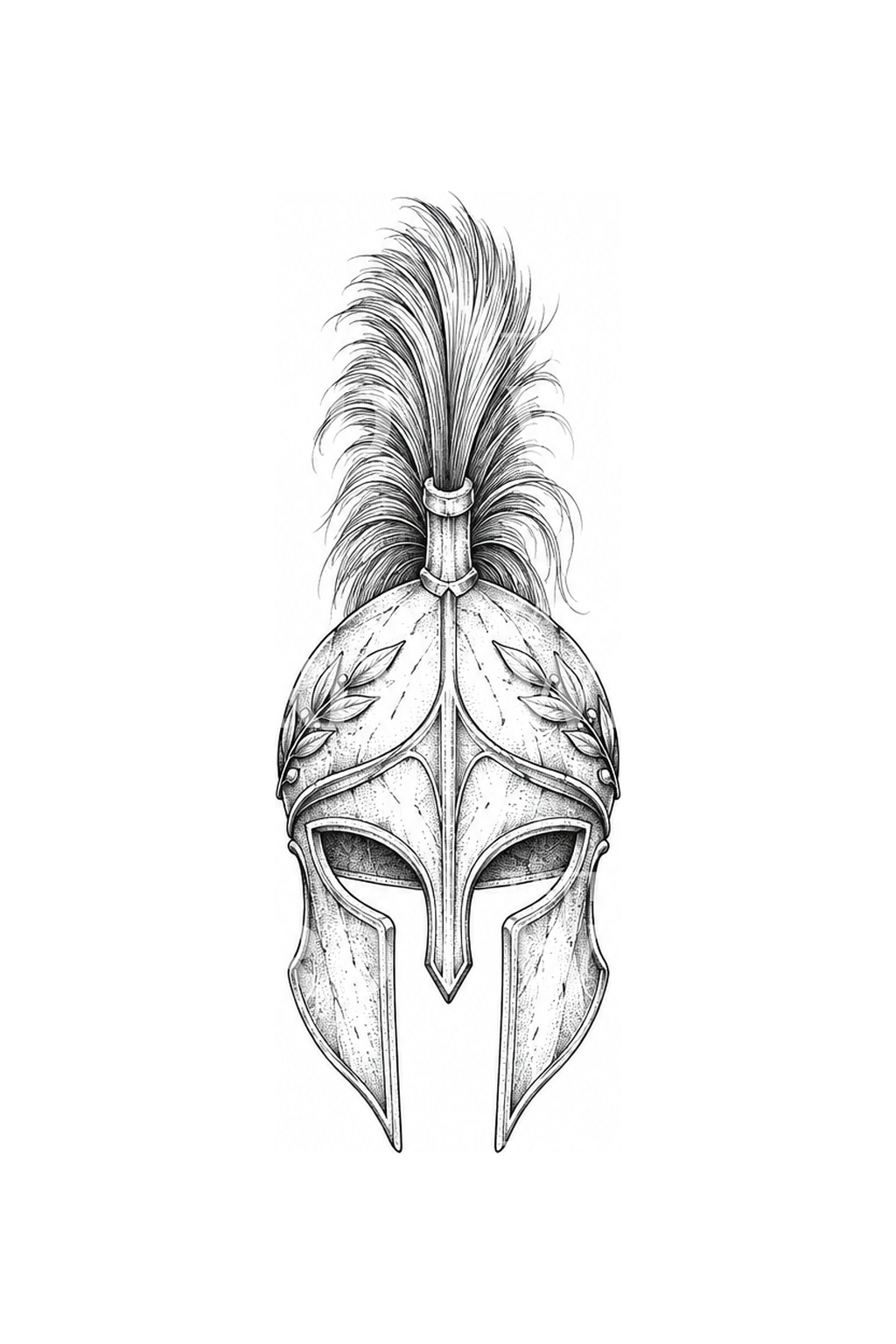 Tatouage fin d’un casque d’hoplite grec