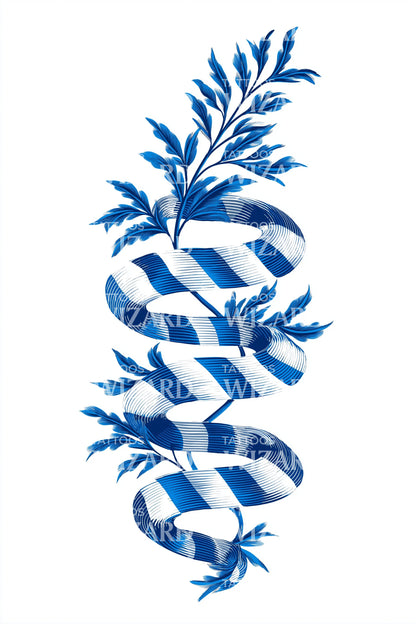 Greek Laurel Ribbon Tattoo Illustration