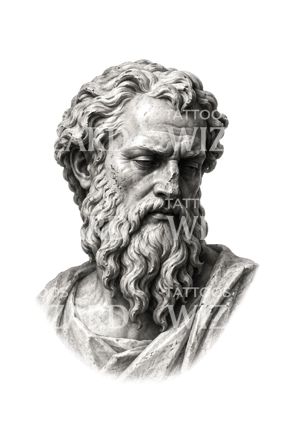 Σχέδιο τατουάζ μαρμάρινης προτομής Έλληνα φιλοσόφου