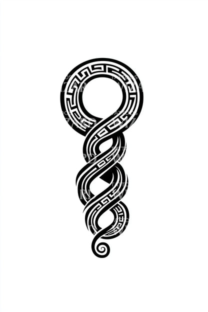 Greek Spiral Staff Tattoo Design