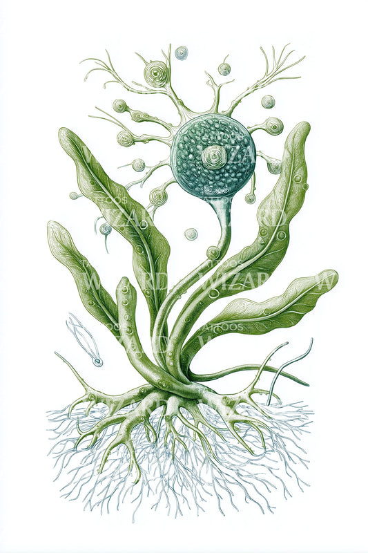 Green Algae Spore Tattoo Illustration