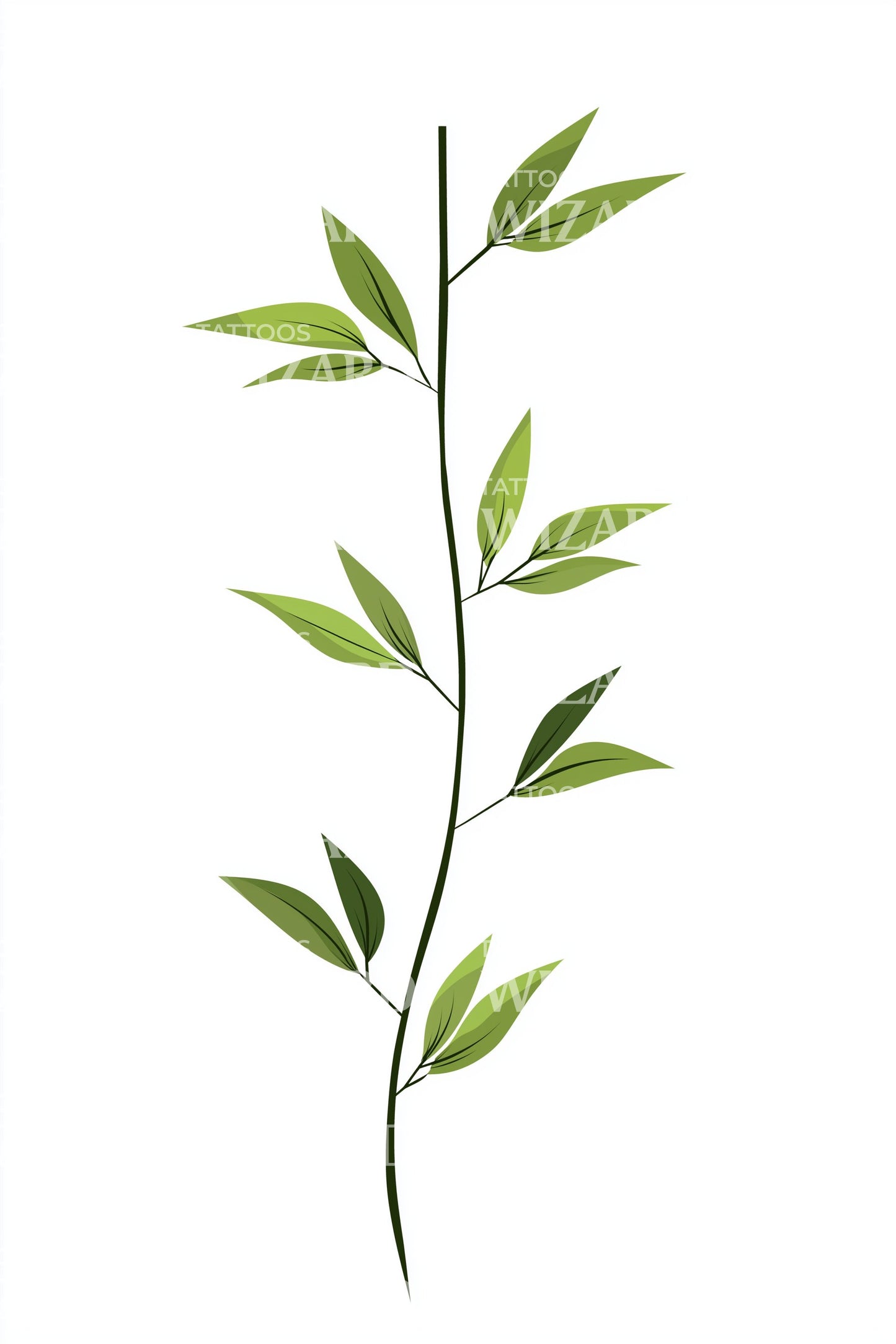 Green Bamboo Sprig Tattoo Design