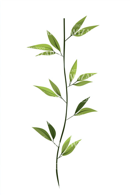 Green Bamboo Sprig Tattoo Design