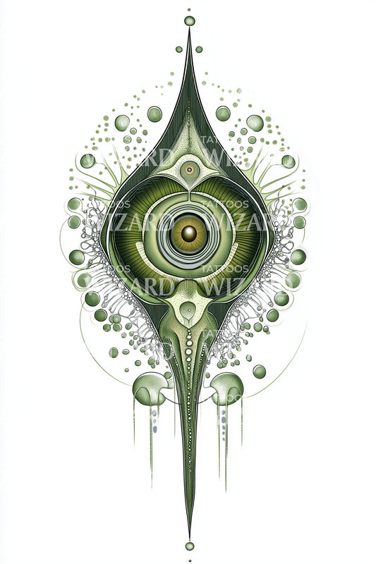 Green Droplet Talisman Tattoo Illustration
