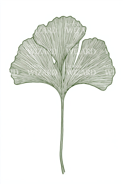 Green Ginkgo Leaf Tattoo Design