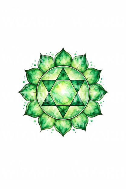 Green Heart Chakra Anahata Tattoo Design