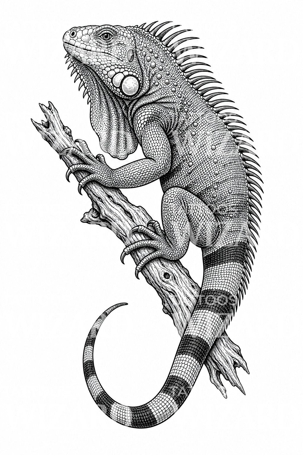Green Iguana Tattoo Illustration