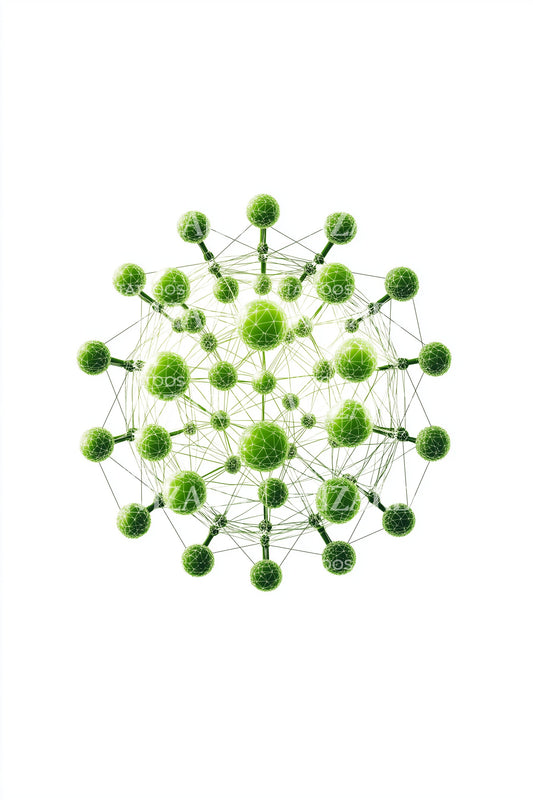 Green Molecule Network Tattoo Design