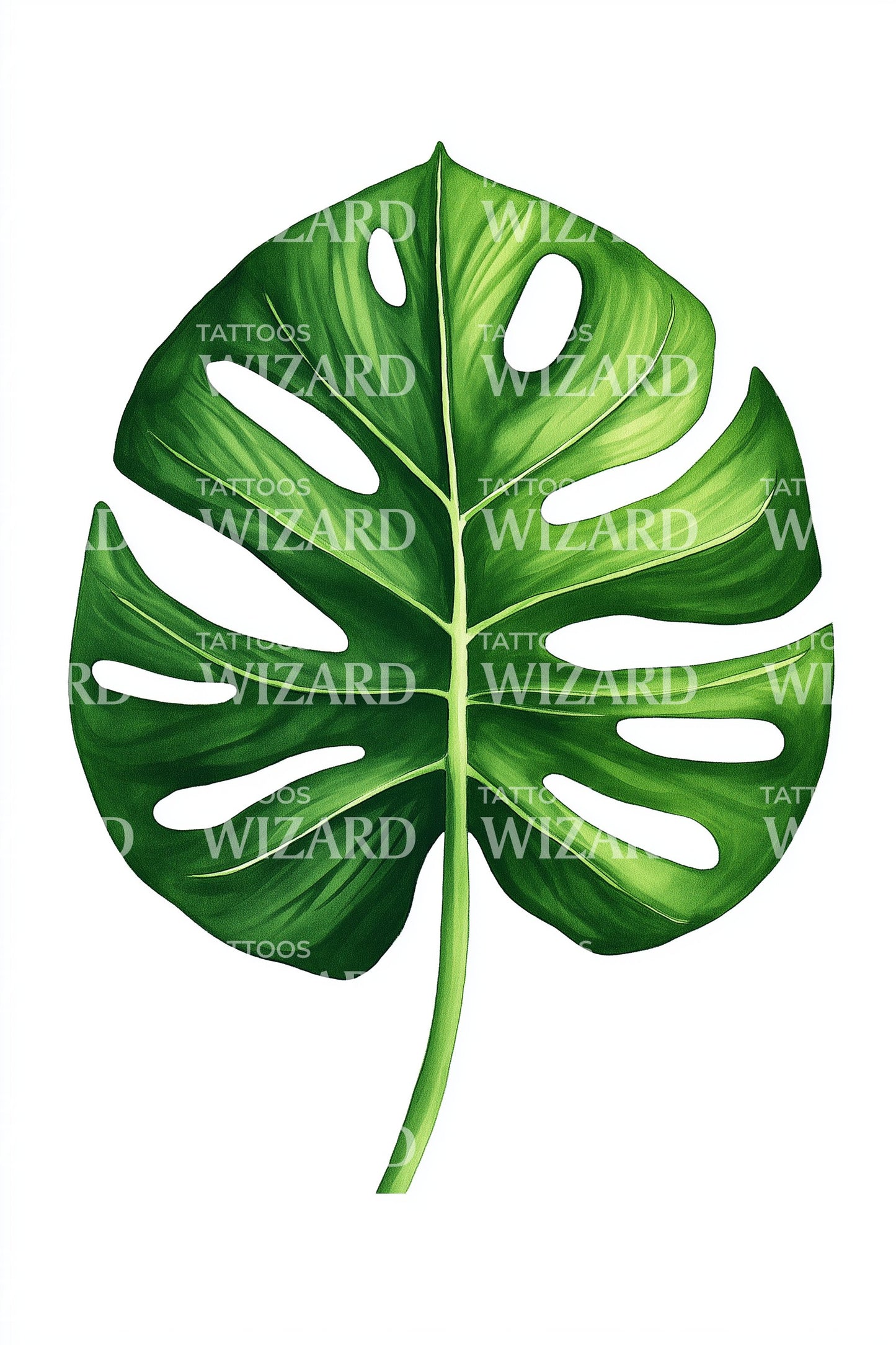 Green Monstera Botanical Tattoo Idea