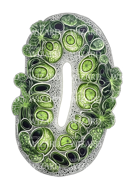 Green Organelle Cross Section Tattoo Design