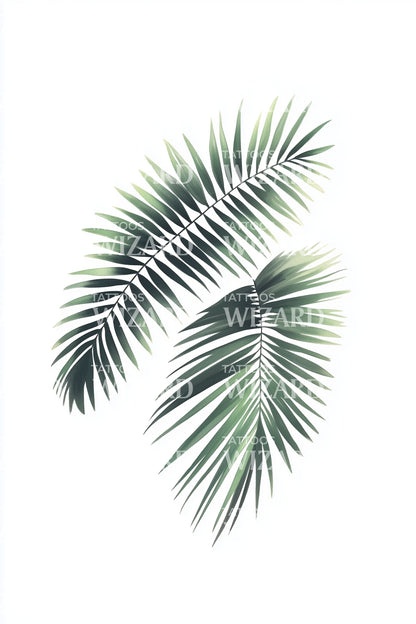Green Palm Fronds Tattoo Design